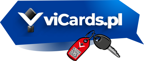 The viCards logo with a tag on a keyring